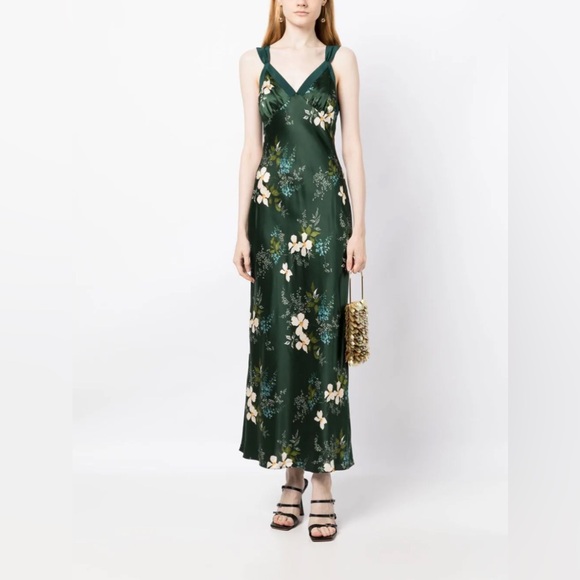 New Reformation Neola Silk Floral Midi Slip Dress - Picture 2 of 7